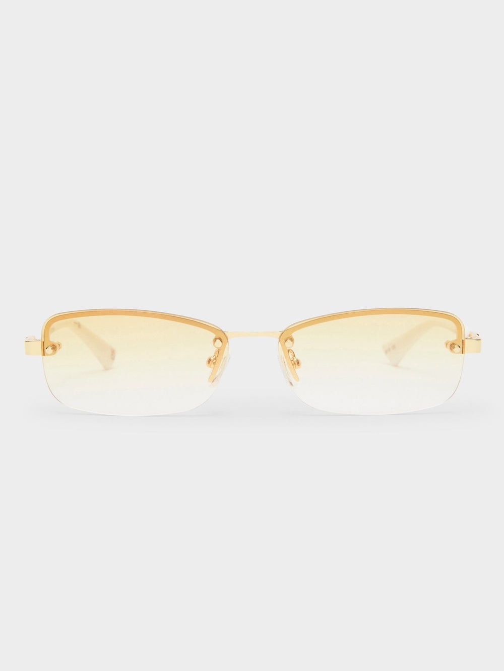 Le Specs Gold Rim Sunglasses. Gold and Cream Ear-bands w/ Gold Gradient Lenses